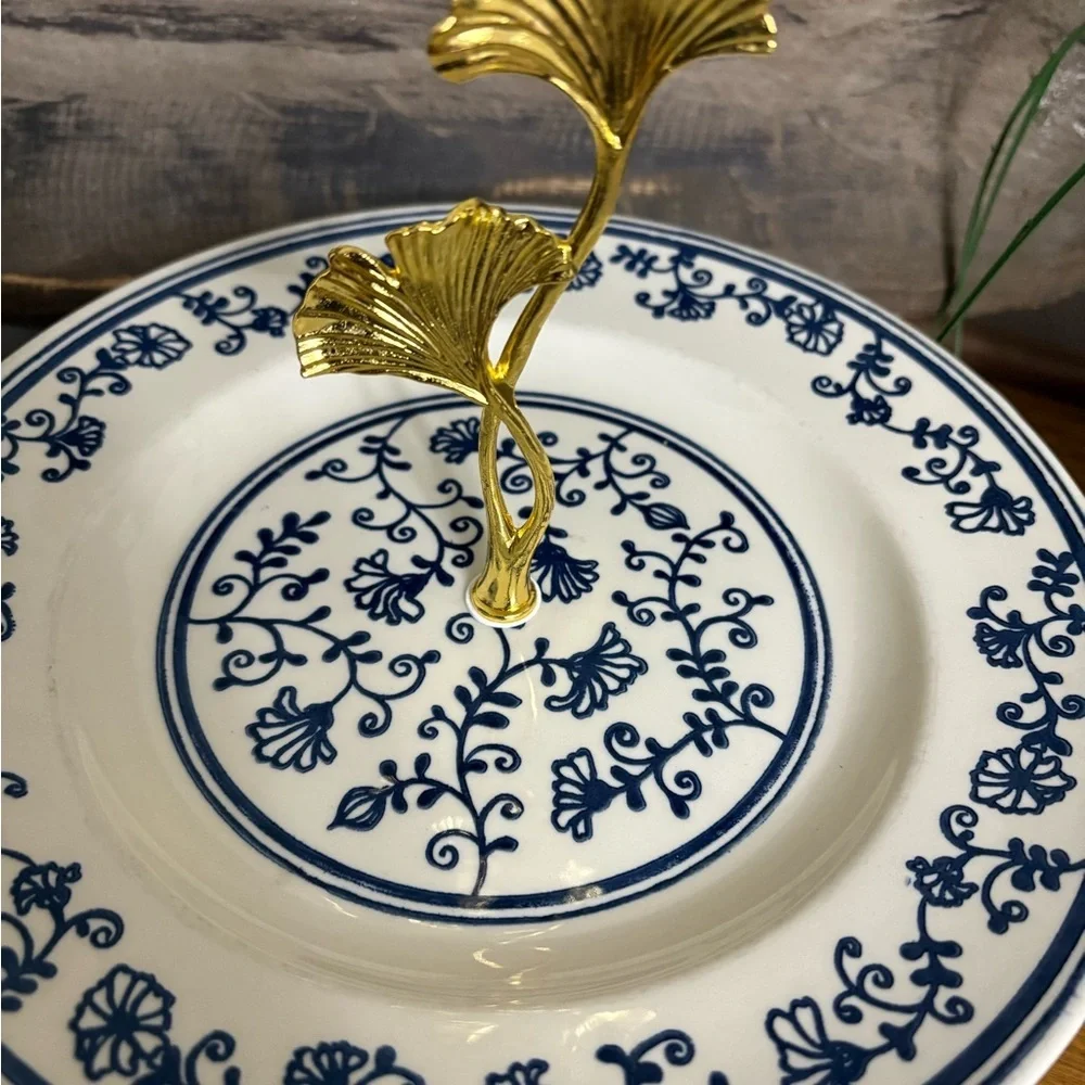 2 Tiered Dessert Stand Homer Laughlin Sturbridge Pattern